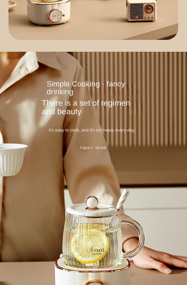 ابريق شاي زجاج مع قاعدة تسخين كهربائية Electric Kettle Multi Cooker Pot Heating Cup