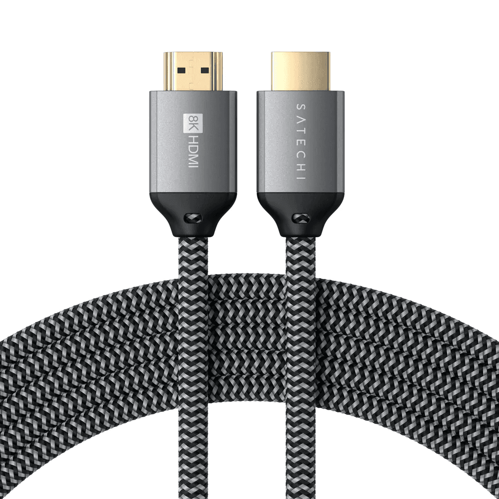 SATECHI 8K Ultra High Speed HDMI Cable 2M - Braided Nylon, 24K Gold Plated Connector - Black