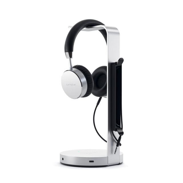 SATECHI Aluminum Headphone Stand Hub 3x USB-A Ports and 3.5mm AUX Port - Silver - SW1hZ2U6MTY4MTkwMA==