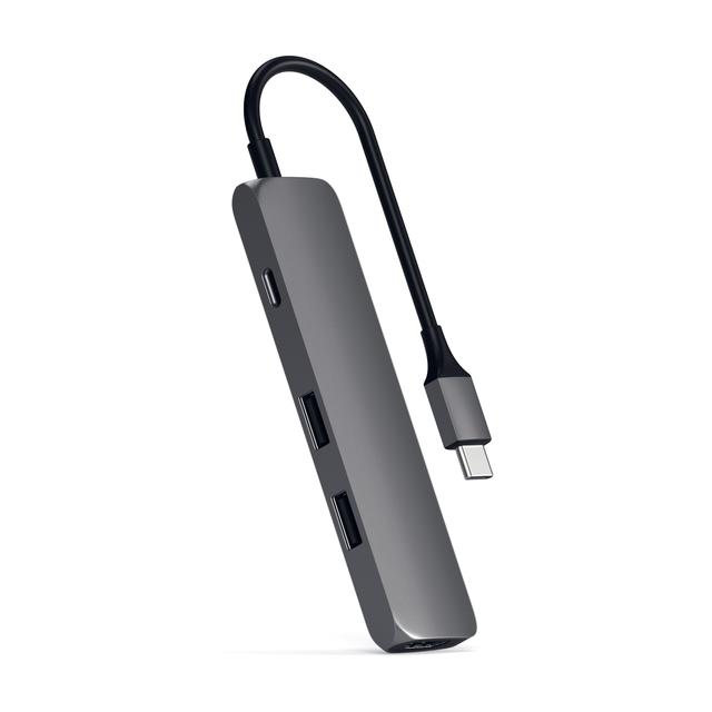 محول متعدد المنافذ بمخرج USB Type C و 4 منافذ مختلفة رمادي ساتيشي SATECHI Slim Type-C MultiPort Adapter - SW1hZ2U6MTY3OTg1NQ==