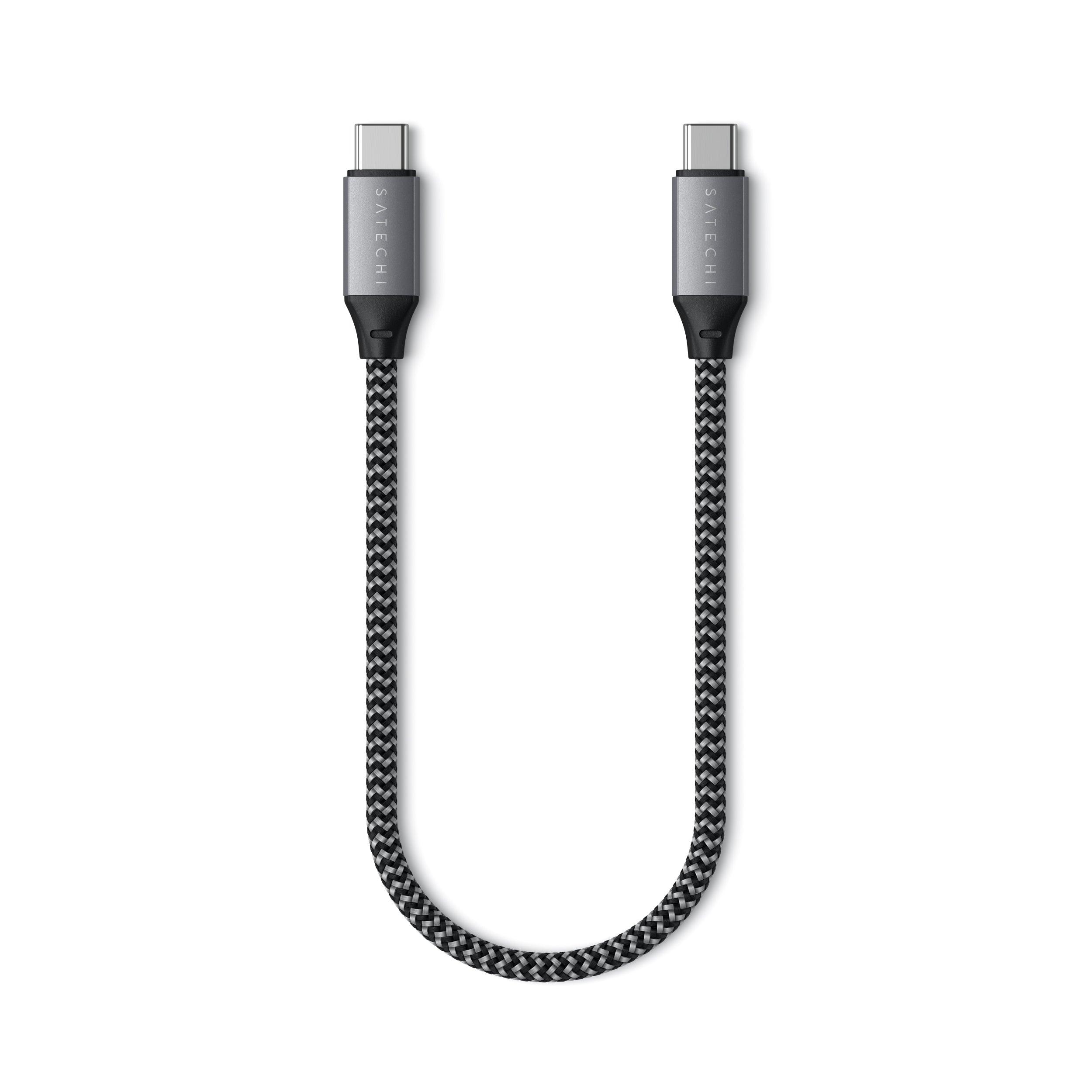 كيبل تايب سي 25 سم رمادي ساتشي SATECHI USB-C to USB-C Short Cable