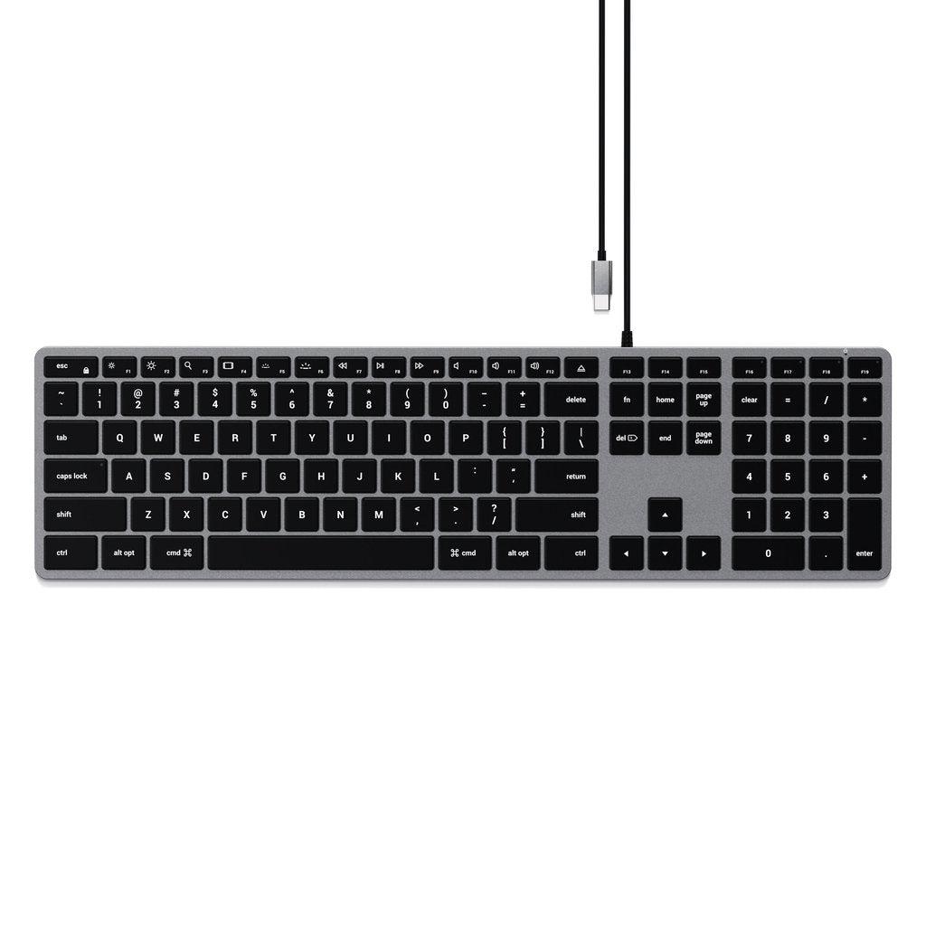 كيبورد سلكي مع منفذ يو اس بي تايب سي رمادي ساتيشي SATECHI Ultra Slim Backlit W3 USB-C Wired Keyboard
