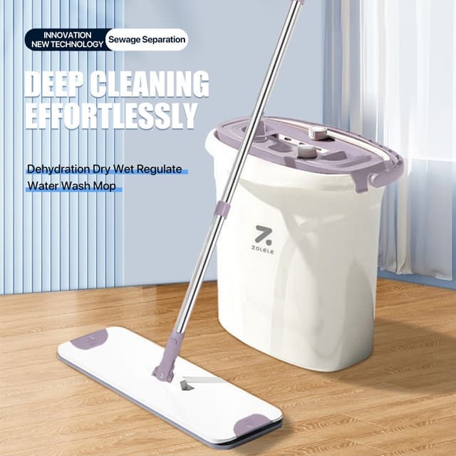 ممسحة ارضيات سيراميك قابلة للعصر مع سطل FM01 Mop with Bucket Set Mop for Floor Cleaning Wet and Dry