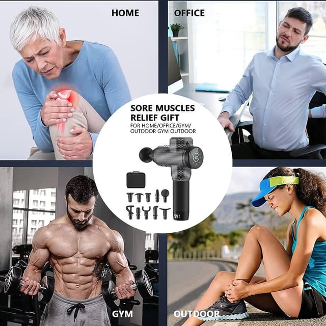 مسدس مساج محمول 2600 مللي أمبير مع 10 رؤوس تدليك Handheld Massage Gun for Athletes