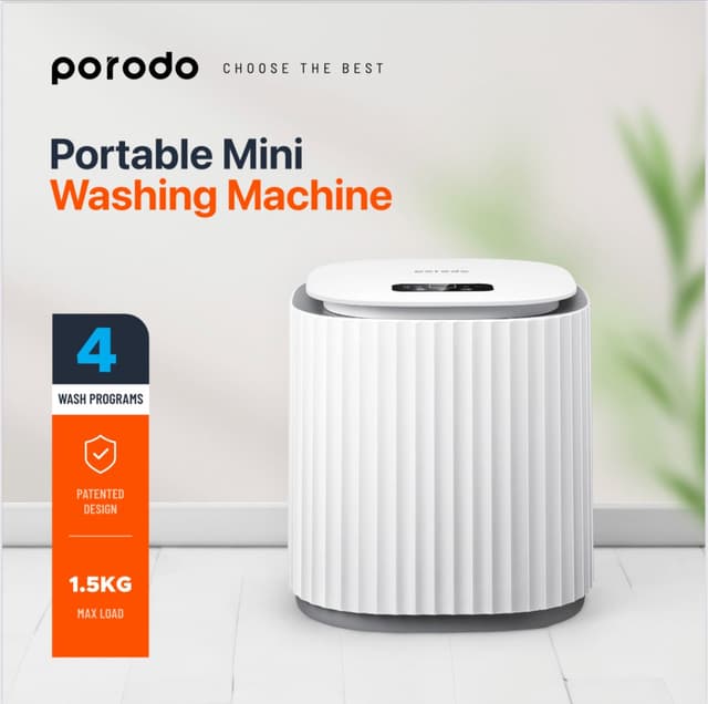 غسالة ملابس متنقلة صغيرة بورودو 1.5 كجم 18 واط Porodo LifeStyle Mini Washing Machine