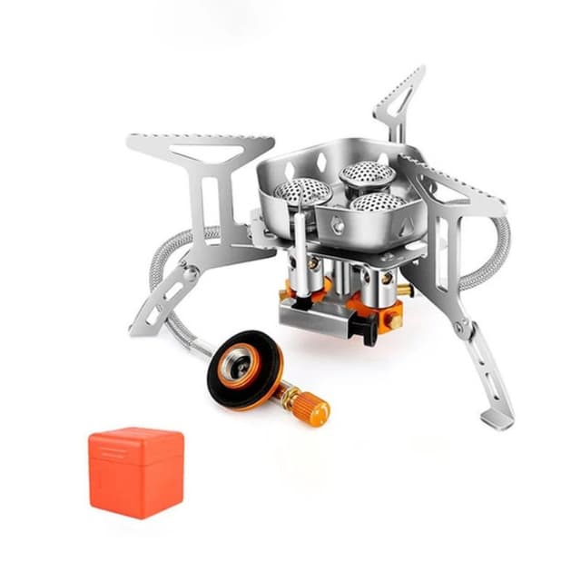 راس غاز صغير للرحلات فضي بورتيبل Portable Silver Gas Stove For Camping
