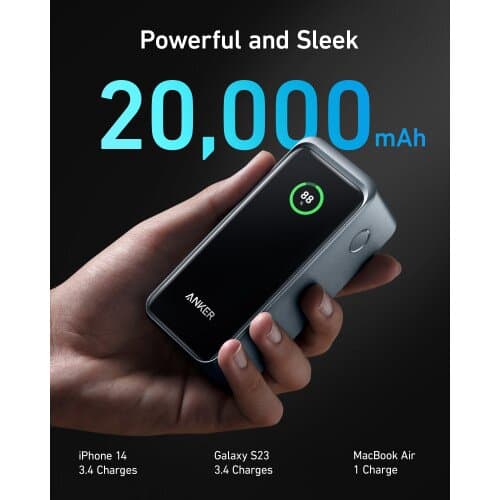 باور بانك شاحن متنقل انكر 20000 مللي أمبير 100 واط يو اس بي يدعم شحن اجهزة ماك بوك Anker 735 Power Bank PowerCore 20K