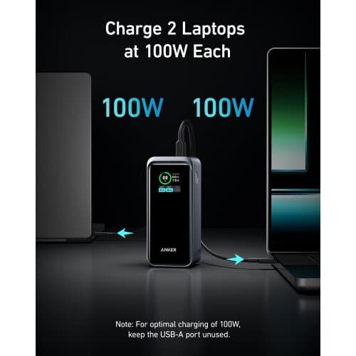 باور بانك شاحن متنقل انكر 20000 مللي أمبير 100 واط يو اس بي يدعم شحن اجهزة ماك بوك Anker 735 Power Bank PowerCore 20K