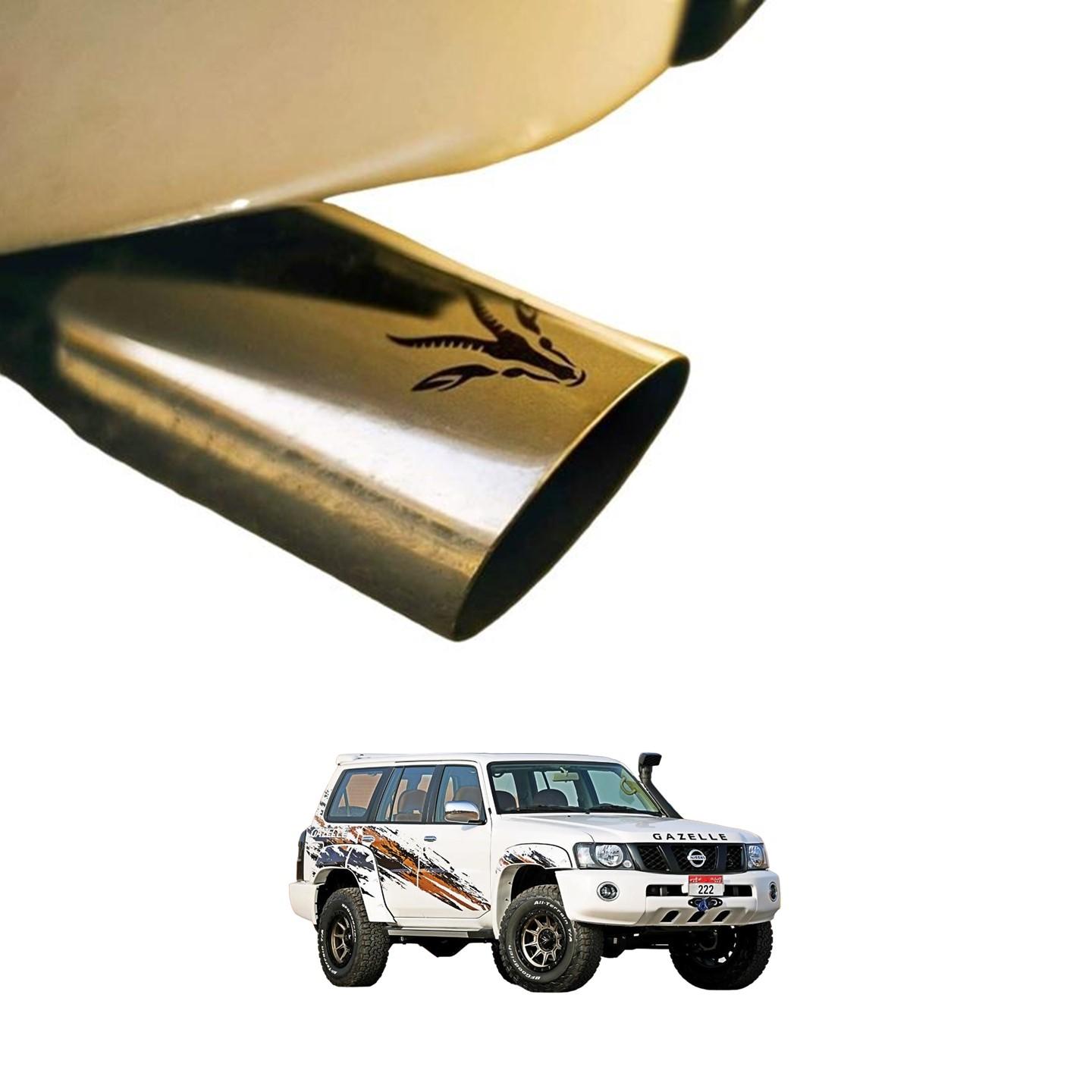 Gazelle Exhaust Tip with Gazelle Logo Nissan Patrol Y61 VTC GU