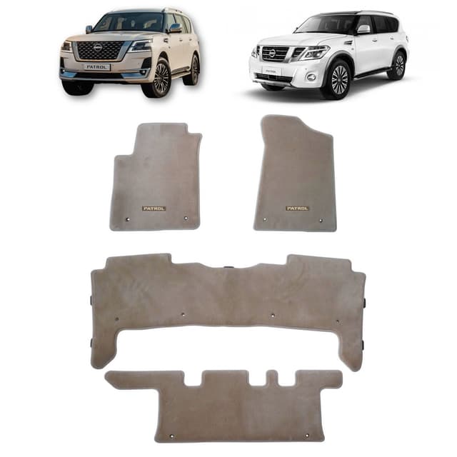 Beige Floor Mats Nissan Patrol Y62 (with PATROL Logo) Jomla.ae