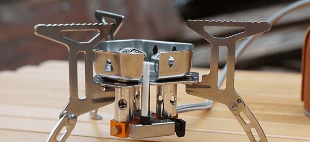 راس غاز صغير للرحلات فضي بورتيبل Portable Silver Gas Stove For Camping