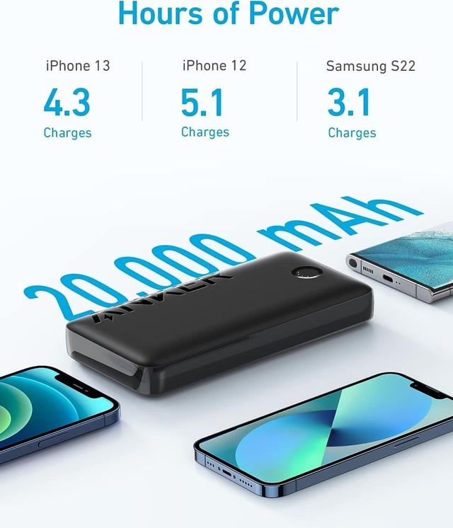 باور بانك شاحن متنقل انكر 20000 مللي أمبير 20 واط بي دي مع كابل تايب سي Anker 335 Power Bank (PowerCore 20K) - SW1hZ2U6MTY3NjU3Nw==