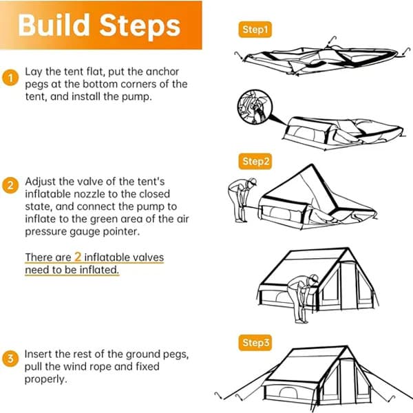 Toby's Inflatable Camping Tent with Pump 4-8 Person Glamping Tents Easy Setup 4 Season Waterproof Windproof Outdoor Oxford Tent