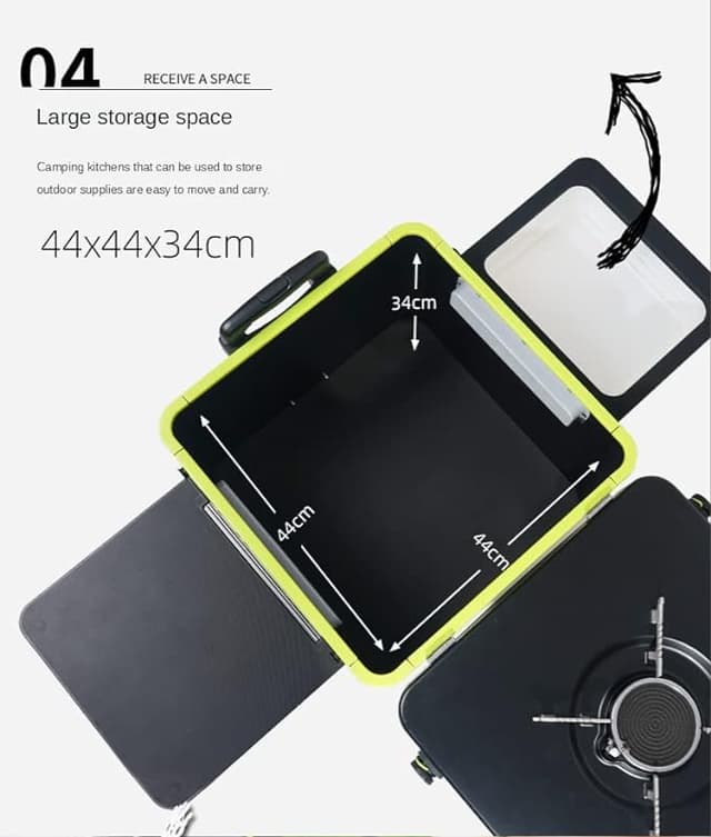 Outdoor Camping Kitchen Station 60L with Integrated Stove Portable And Foldable 