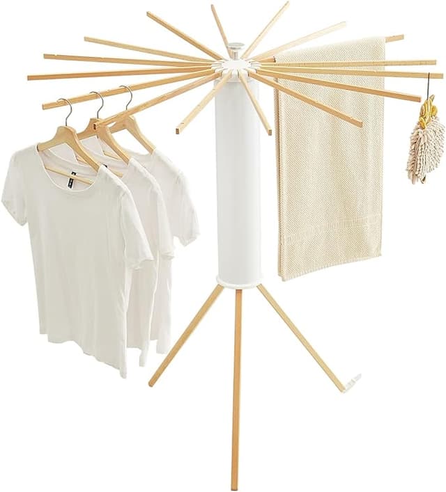 منشر غسيل خشبي صغير قابل للطي Tripod Clothes Drying Rack Portable and Foldable
