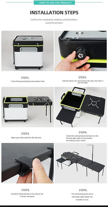Outdoor Camping Kitchen Station 60L with Integrated Stove Portable And Foldable  - SW1hZ2U6MTY5MzY5OA==