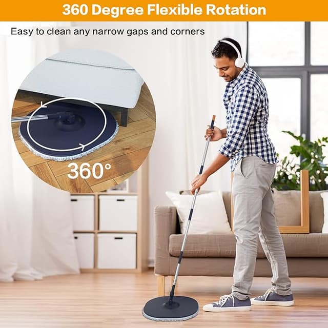 Hands Free Wet Dry Flat Mop With Bucket Set