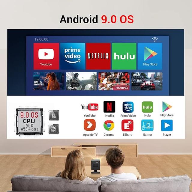 Byintek P19 Projector 1080P Smart Android Wifi Video Outdoor Mini Portable Pocket Projector