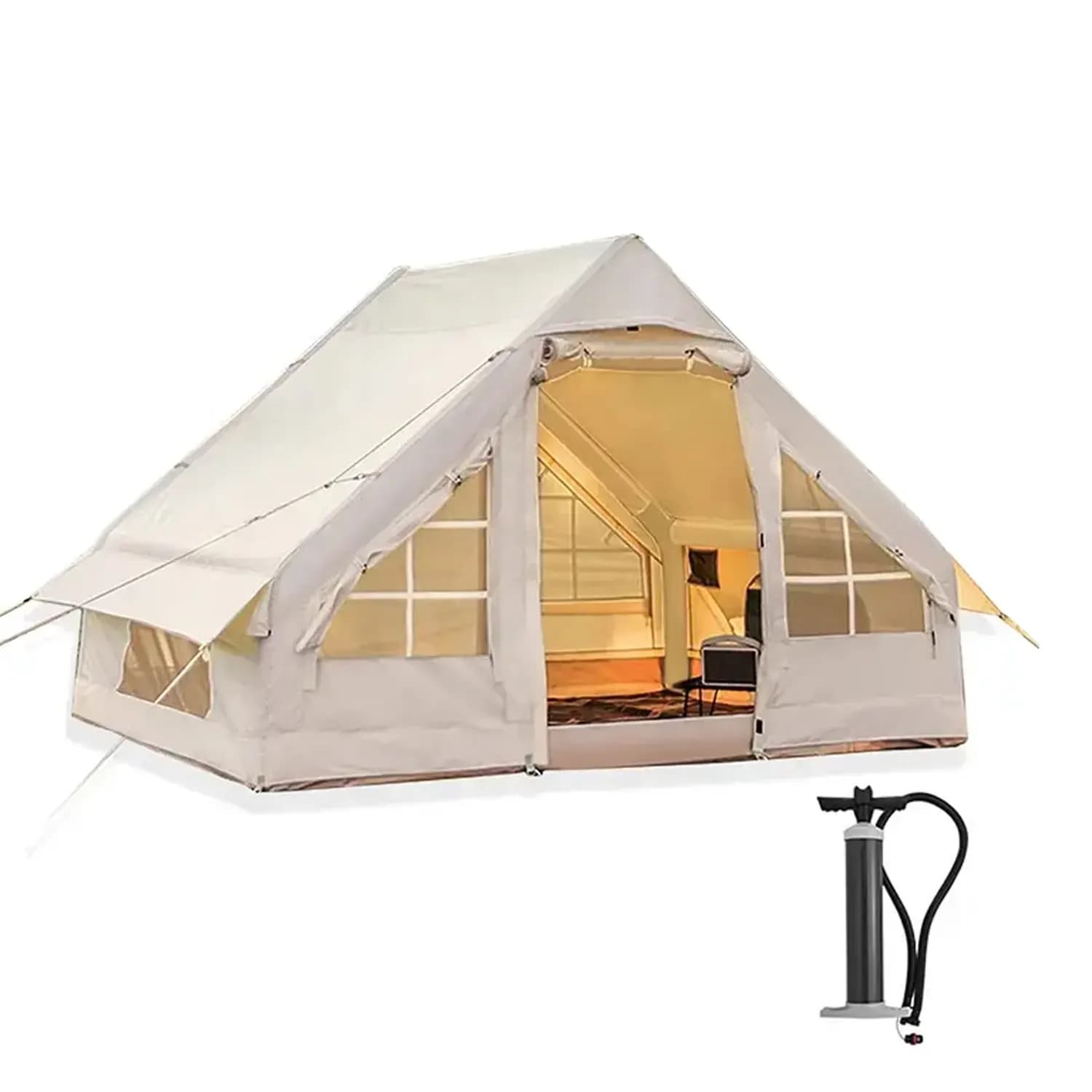 Toby's Inflatable Camping Tent with Pump 4-8 Person Glamping Tents Easy Setup 4 Season Waterproof Windproof Outdoor Oxford Tent