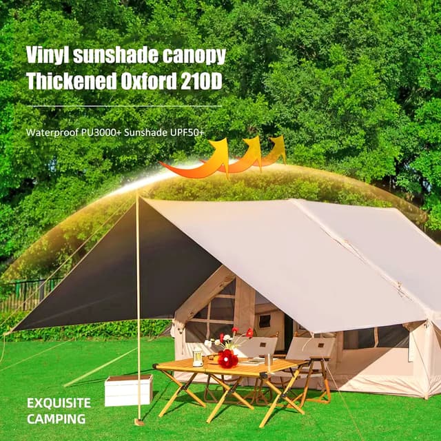 Toby's Inflatable Camping Tent with Pump 4-8 Person Glamping Tents Easy Setup 4 Season Waterproof Windproof Outdoor Oxford Tent