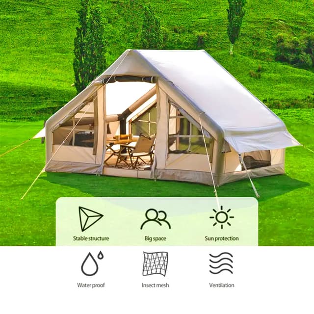 Toby's Inflatable Camping Tent with Pump 4-8 Person Glamping Tents Easy Setup 4 Season Waterproof Windproof Outdoor Oxford Tent