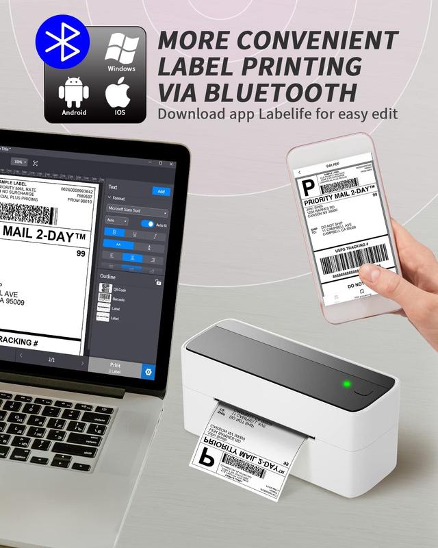 طابعة ملصقات شحن حرارية بلوتوث 4 × 6 بوصة Phomemo Bluetooth Thermal Shipping Label Printer