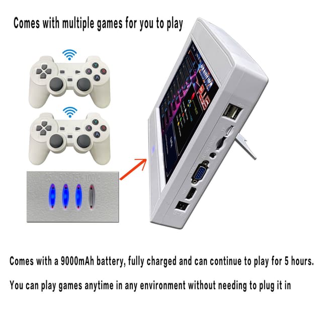 جهاز قيم ريترو جيمز مع شاشة لاسلكية صغيرة 10 بوصة 26800 لعبة Portable 26800 10" Wireless Monitor Retro Video Games Arcade Console