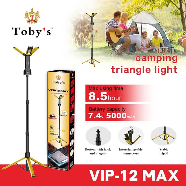كشاف ليد خارجي صنارة للرحلات توبيز 5000 مللي أمبير 10000 لومن Toby's VIP12 Max Camping Light