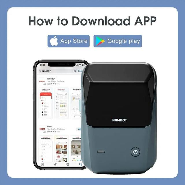 طابعة استكرات لاصقة جوال نيمبوت بلوتوث صغيرة 2 انش 1500 مللي أمبير Niimbot B1 Label Maker Machine 2 Inch Portable Sticker Printer