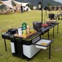 Outdoor Camping Kitchen Station 60L with Integrated Stove Portable And Foldable 