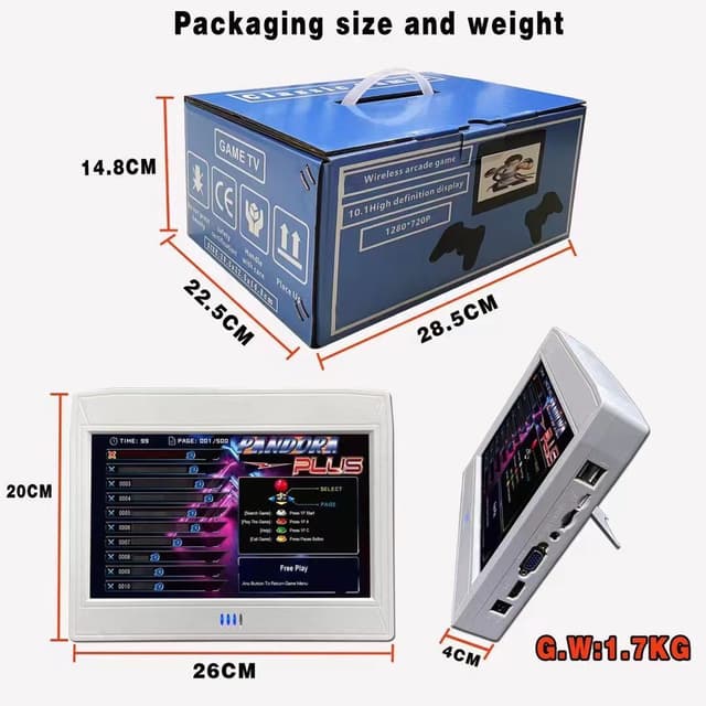 جهاز قيم ريترو جيمز مع شاشة لاسلكية صغيرة 10 بوصة 26800 لعبة Portable 26800 10" Wireless Monitor Retro Video Games Arcade Console