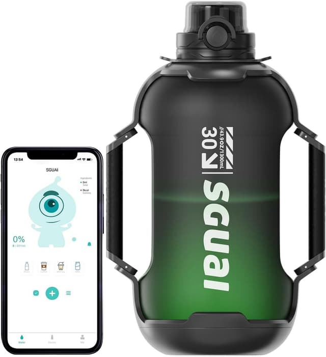 مطارة ماء رياضية ذكية 1.3 لتر مع تطبيق Sguai Smart Water Bottle Portable And Leak-Proof Design