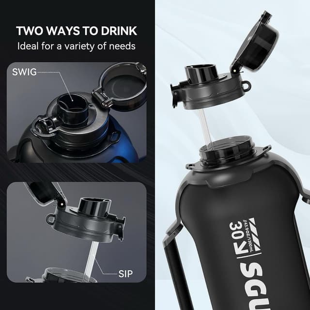 مطارة ماء رياضية ذكية 1.3 لتر مع تطبيق Sguai Smart Water Bottle Portable And Leak-Proof Design