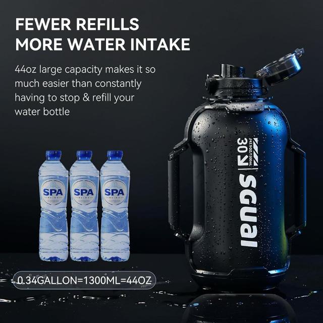 مطارة ماء رياضية ذكية 1.3 لتر مع تطبيق Sguai Smart Water Bottle Portable And Leak-Proof Design