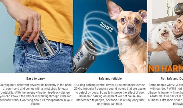 جهاز طارد القطط و الكلاب محمول مع كشاف يدوي Handheld Ultrasonic Dog Repeller Training Anti Barking Dog
