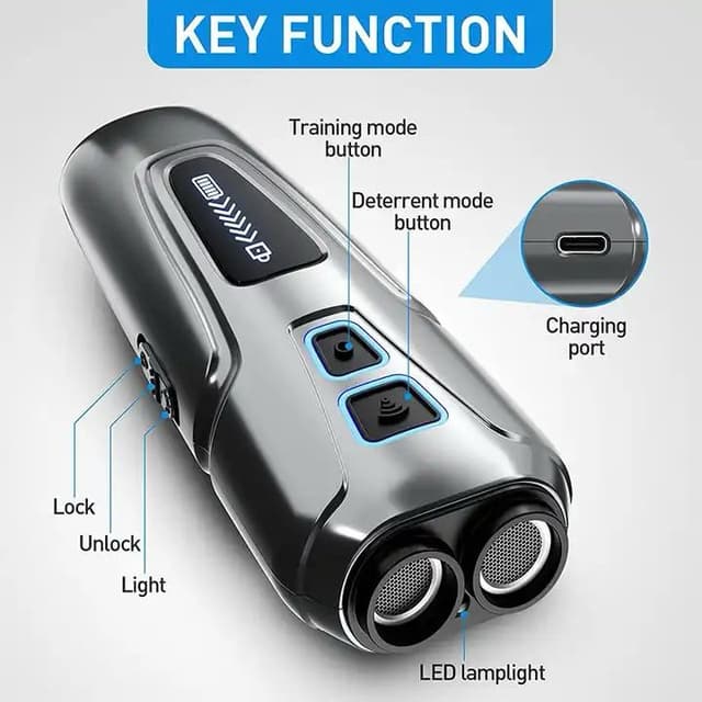 جهاز طارد القطط و الكلاب محمول مع كشاف يدوي Handheld Ultrasonic Dog Repeller Training Anti Barking Dog