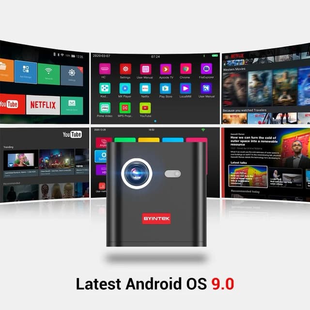 Byintek P19 Projector 1080P Smart Android Wifi Video Outdoor Mini Portable Pocket Projector