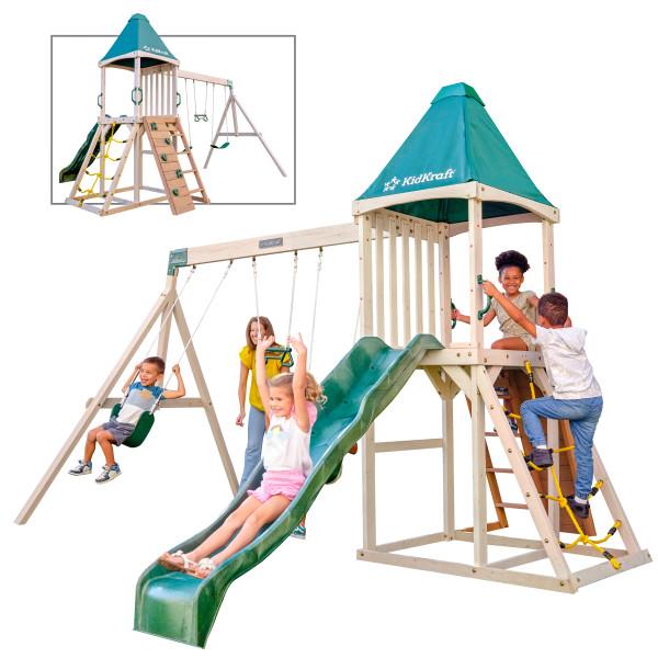 مجموعة العاب خارجية للاطفال كيد كرافت 2 أرجوحات وزحليقة Emerald Challenge Swing Set - SW1hZ2U6MTcwMTI4NQ==