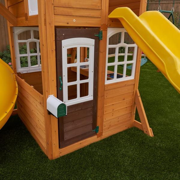 مجموعة العاب خارجية للاطفال كيد كرافت 2 أرجوحات و 2 زحليقة Kidkraft Castlewood Wooden Swing Set / Playset - SW1hZ2U6MTcwMTMyNw==