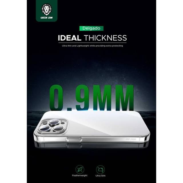 غلاف ايفون 15 برو ماكس شفاف جرين ليون Green Lion Delgado PC Case for iPhone 15 Pro Max