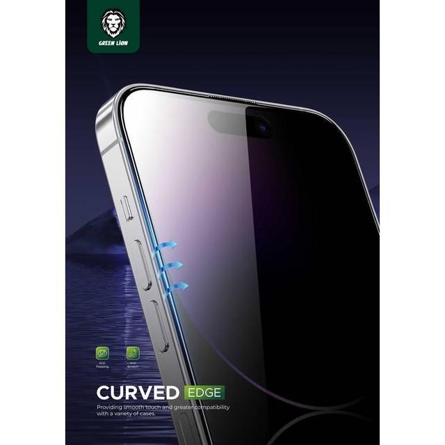 شاشة الملاقيف 9H ايفون 15 برو غرين ليون Green Lion 9H Steve Privacy Screen Protector for iPhone 15 Pro - SW1hZ2U6MTcyNTMzOQ==