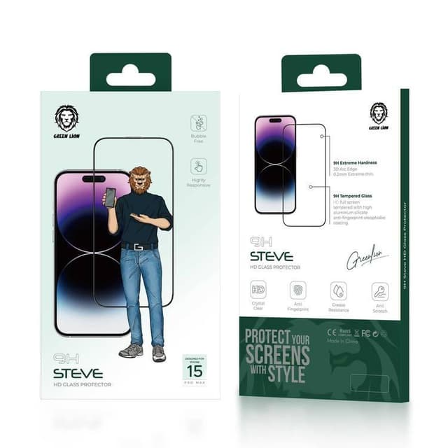 Green Lion 9H Steve HD Screen Protector for iPhone 15 Pro - Clear