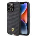 Ferrari PU Leather Case with Italy Flag Line for iPhone 15 Promax - Carbon