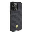 Ferrari PU Leather Case with Italy Flag Line for iPhone 15 Promax - Carbon