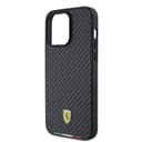 Ferrari PU Leather Case with Italy Flag Line for iPhone 15 Promax - Carbon