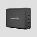 Powerology 165W GaN Desktop Charger with 4X PD Port UK AC Cable PD 100W - Black - SW1hZ2U6MTcyMjQ4Ng==