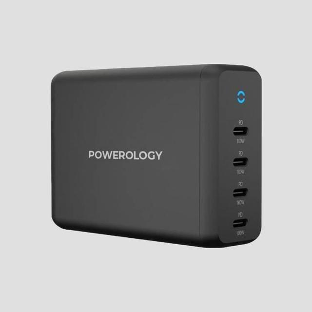 شاحن مكتبي 165 واط أربع مخارج بورولجي  Powerology 165W GaN Desktop Charger with 4X PD Port UK AC Cable PD 100W - SW1hZ2U6MTcyMjQ4Ng==