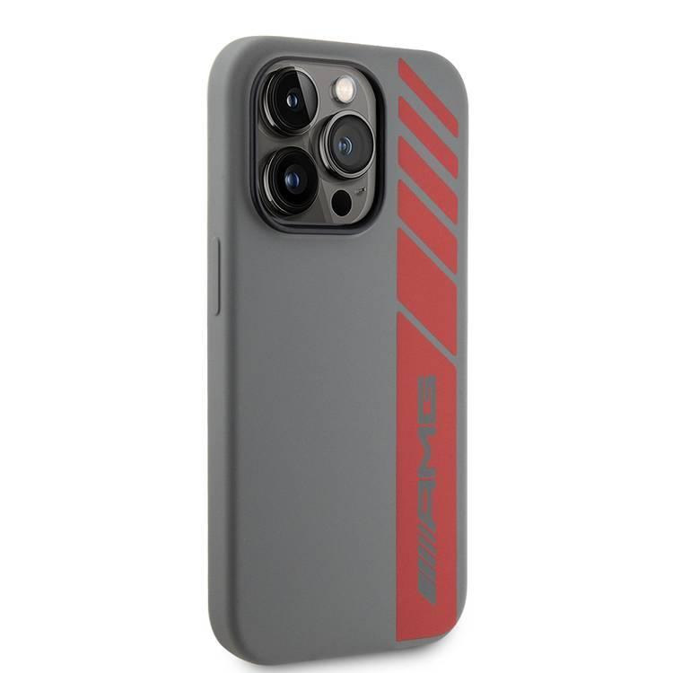 AMG Magsafe Silicone Case with Vertical AMG Logo Pattern for iPhone 15 Pro Max-Gray