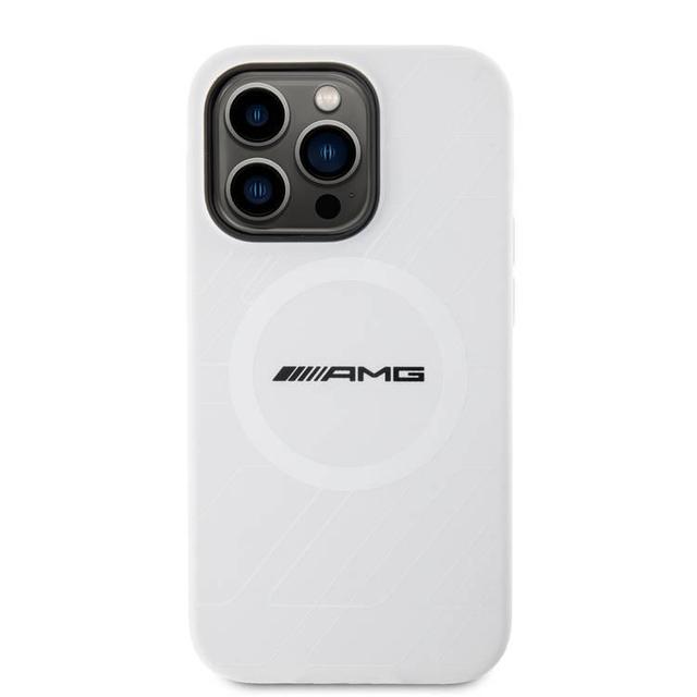 AMG Magsafe Silicone Case with Large Rhombuses Pattern for iPhone 15 Pro Max -White - SW1hZ2U6MTcyNjI4OA==