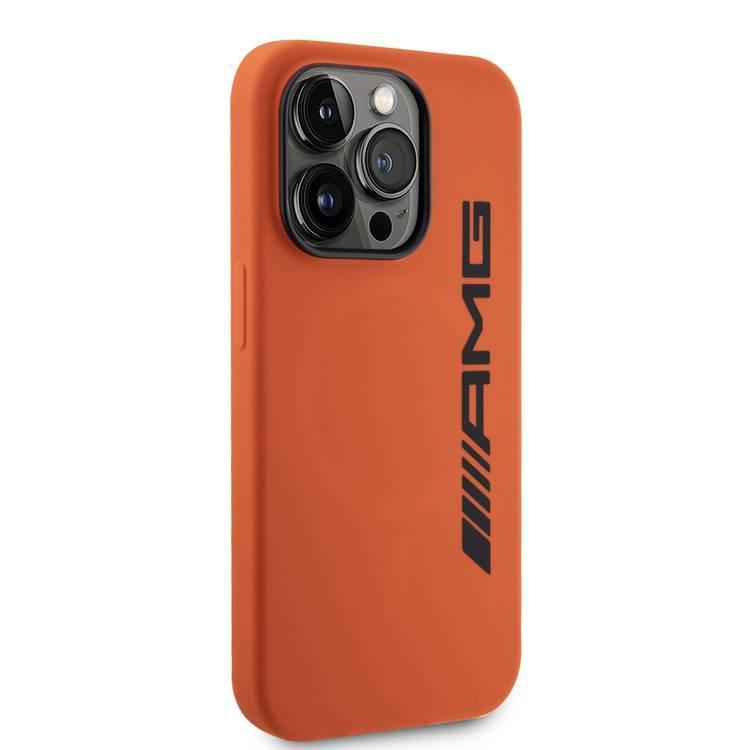 AMG Magsafe Silicone Case with Large AMG Logo for iPhone 15 Pro -Orange Magma